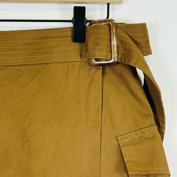 Nasty Gal Use It Or Lose It Tobacco Brown Twill Wrap Mini Skirt Womens 10 NEW - Picture 2 of 7